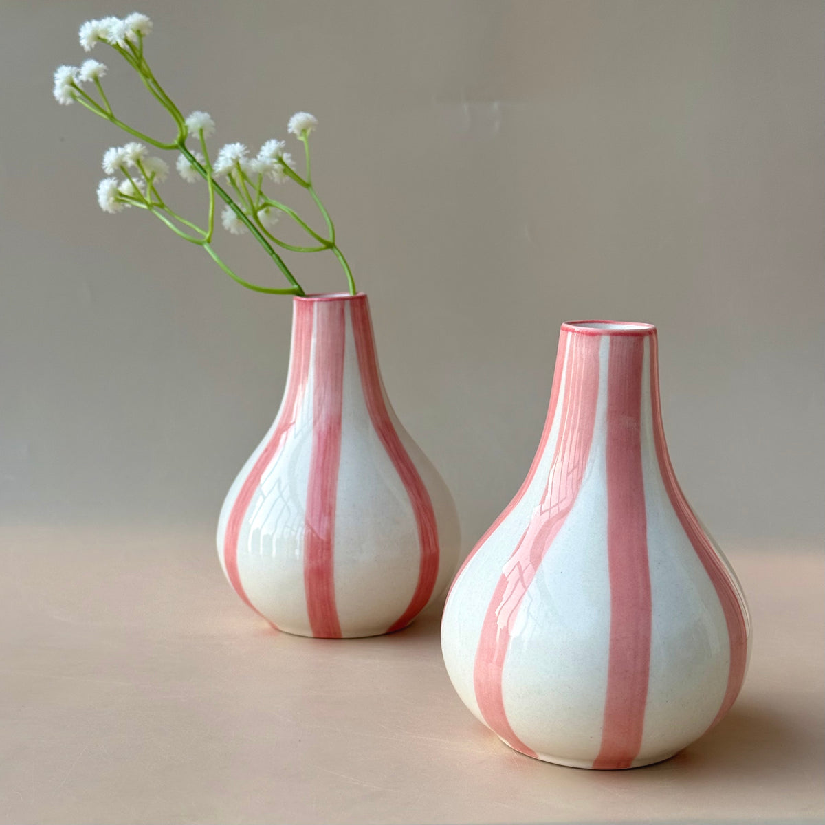 Stripes Flower Vase - Pink