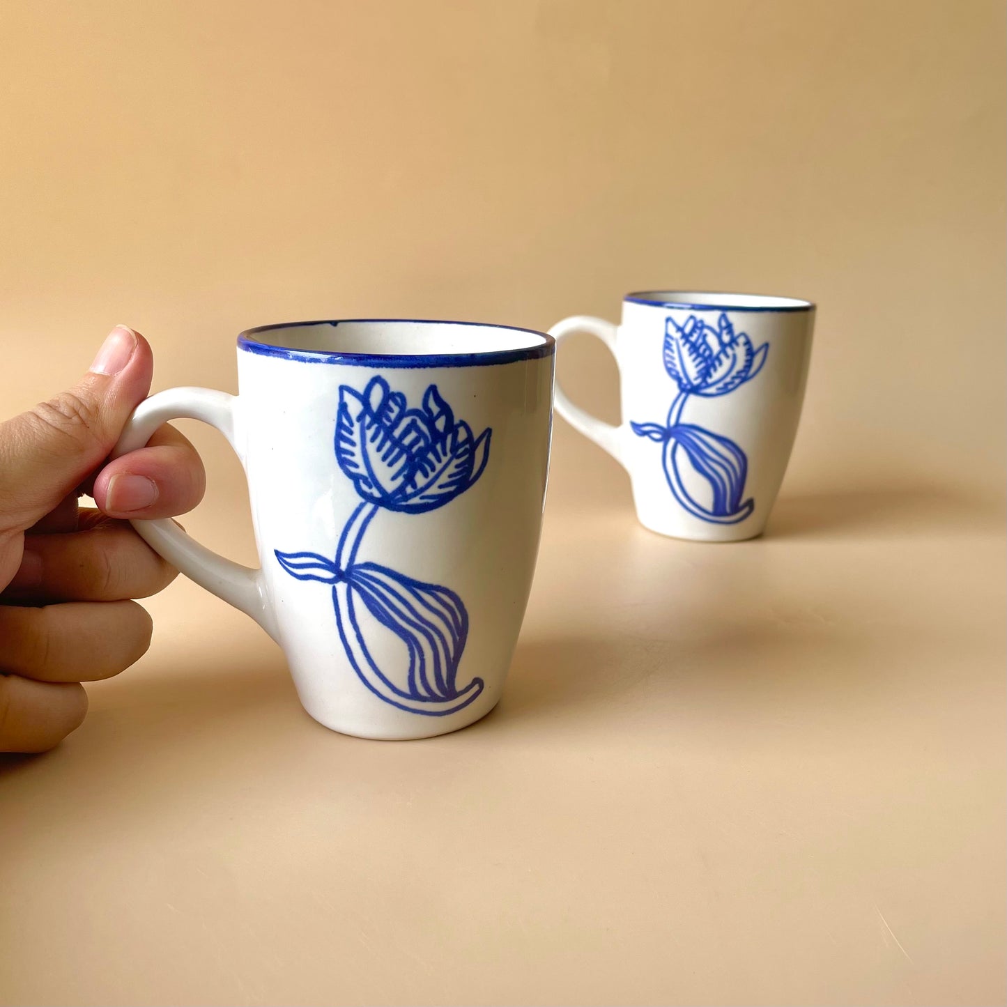 Neel Kamal sketch mug (hand-painted blue lotus)