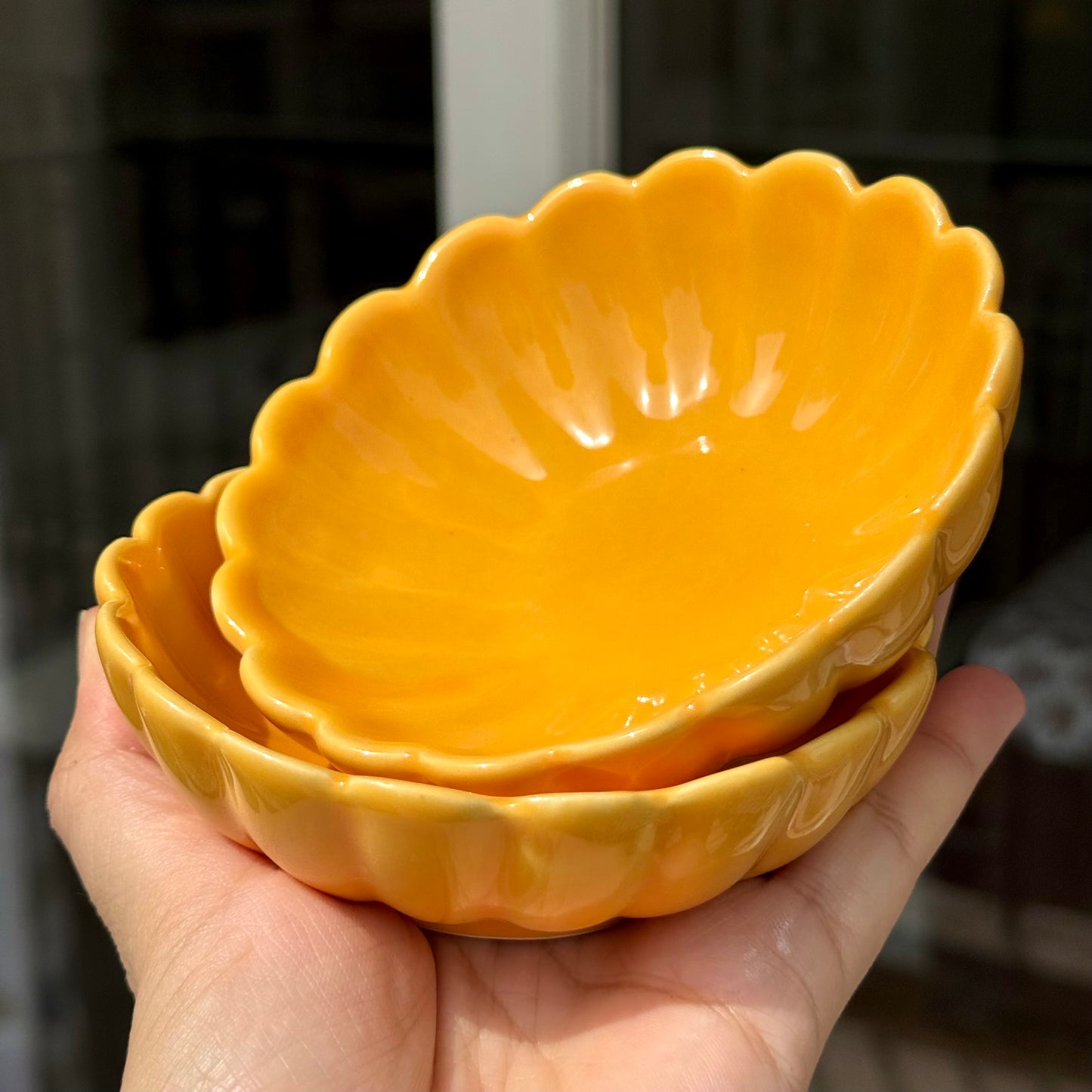 Floral Icecream dessert bowl yellow