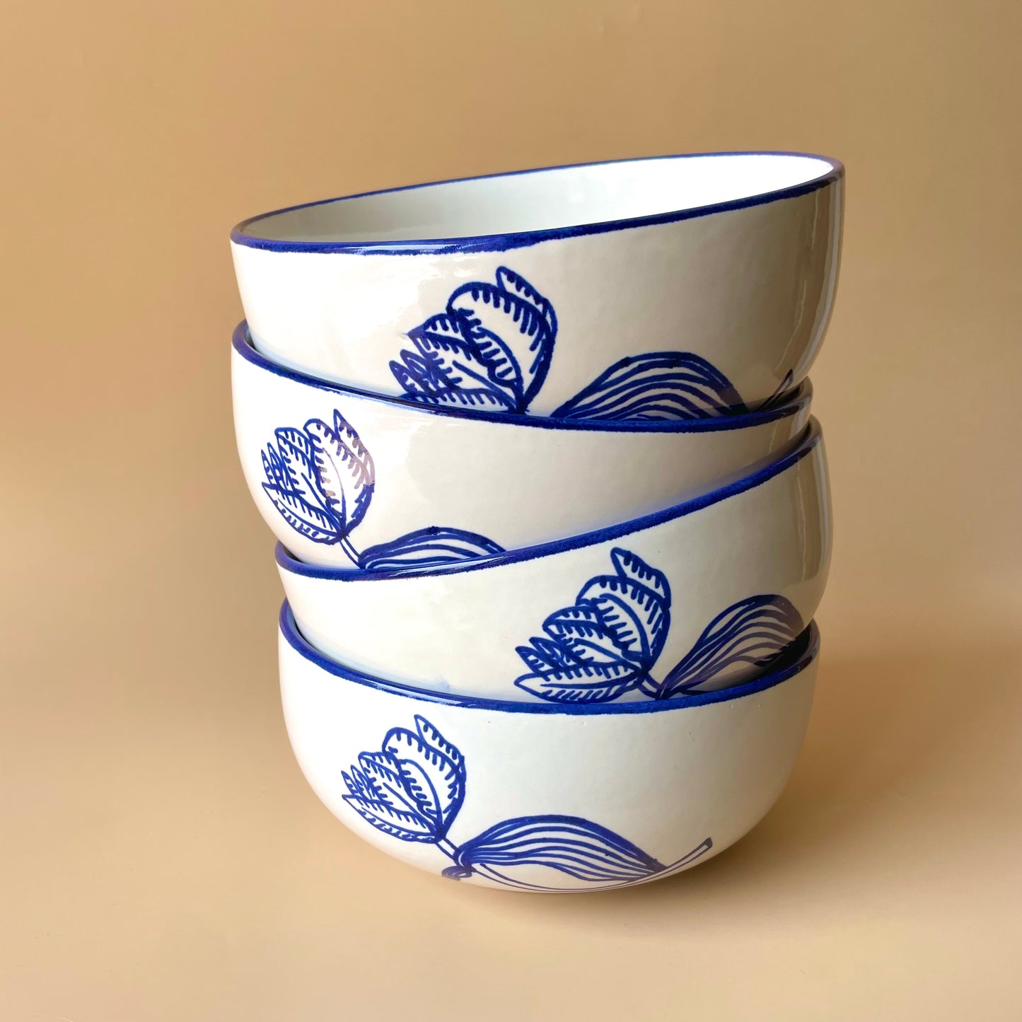 Neel Kamal sketch salad bowl (handpainted blue lotus)