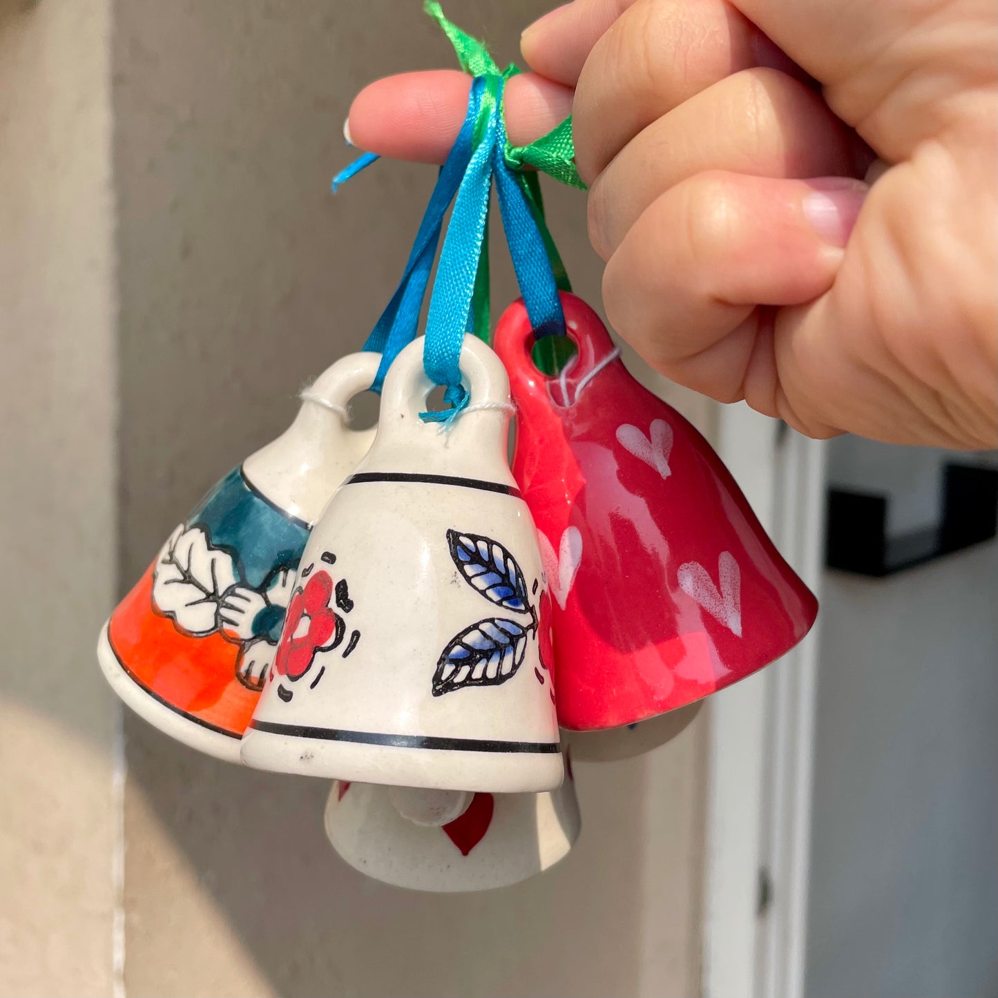 Set of 5 assorted ceramic bells