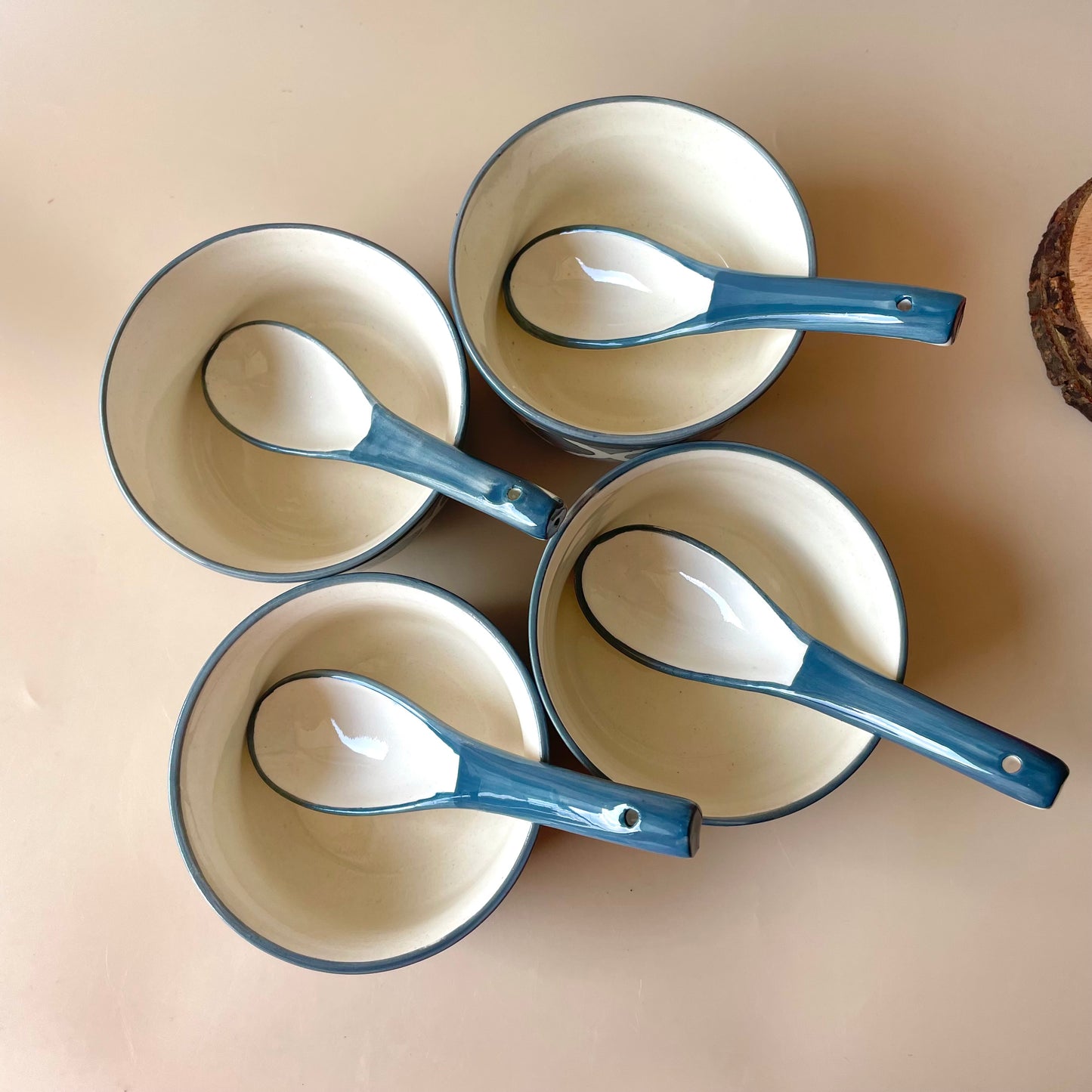 Grey Moroccan soup bowl with spoon