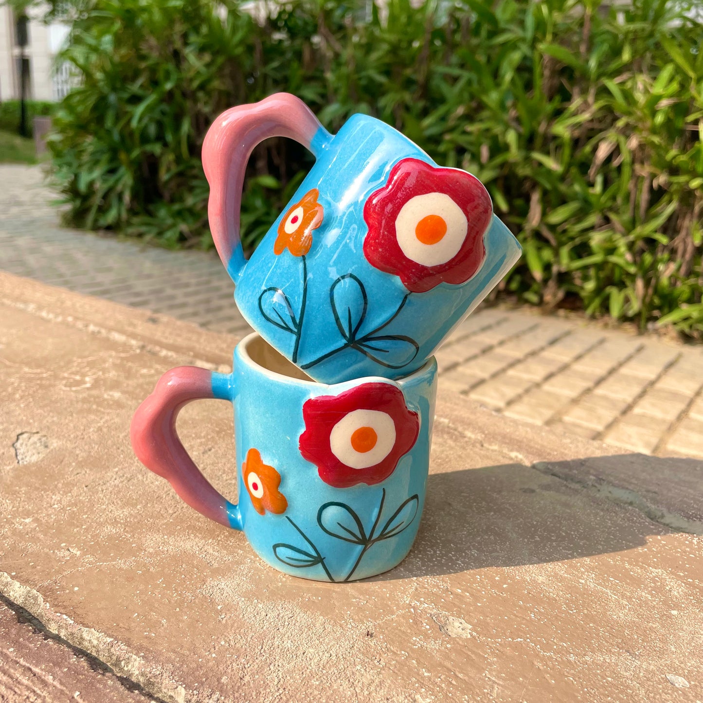 Floral pop mug Blue