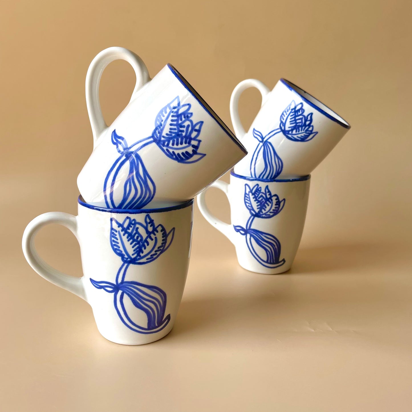 Neel Kamal sketch mug (hand-painted blue lotus)