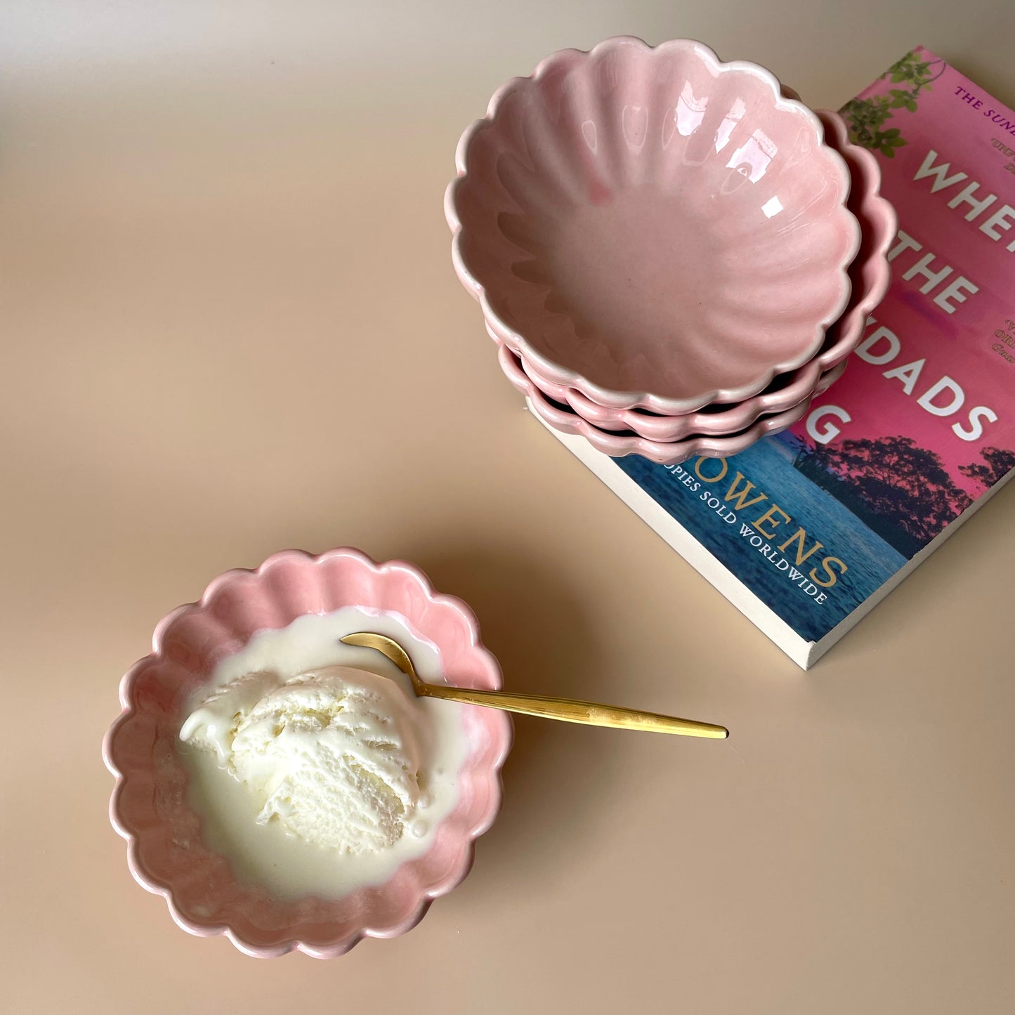 Floral ice cream bowl pink (BUY 1 GET 1 Free)