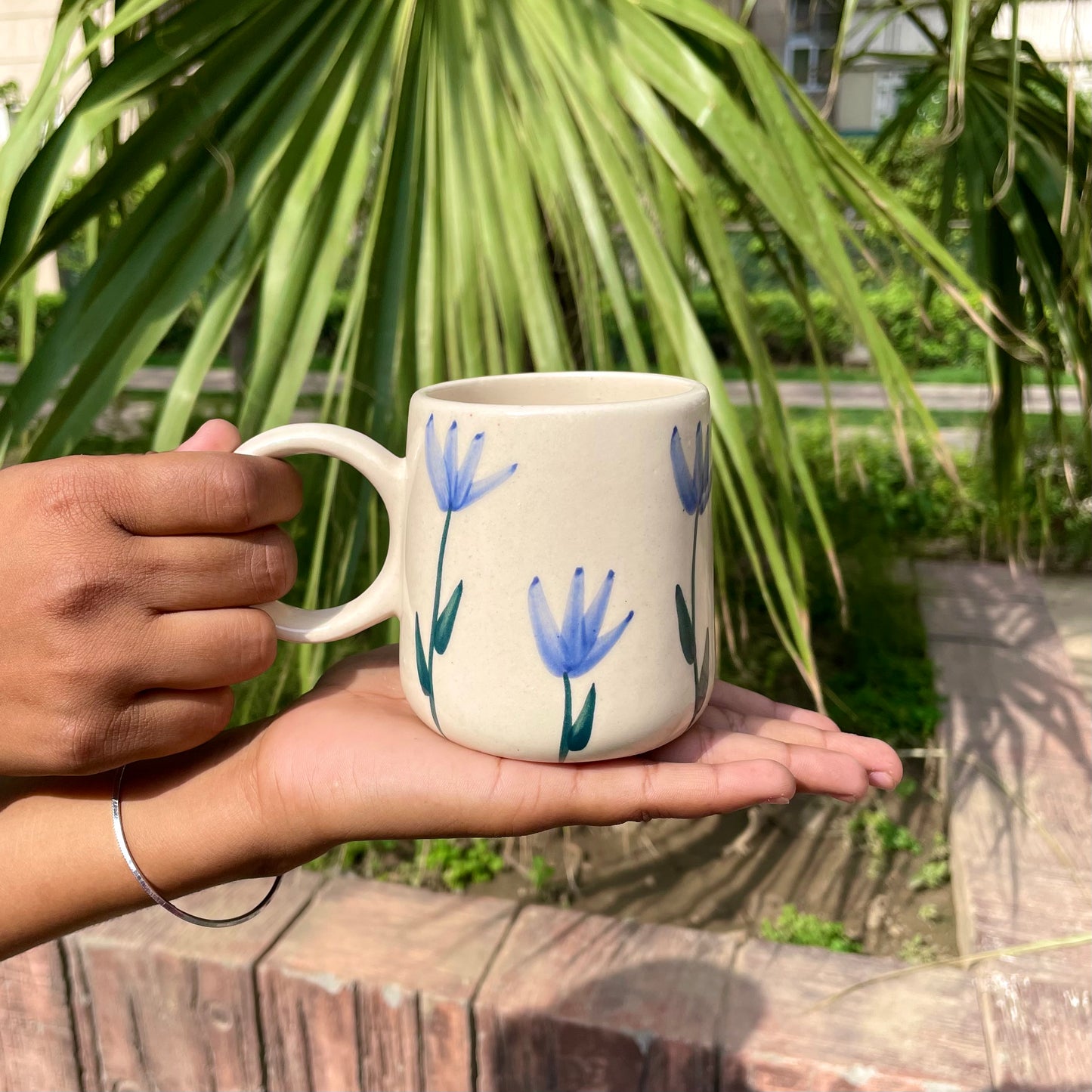 Blue tulip coffee mug