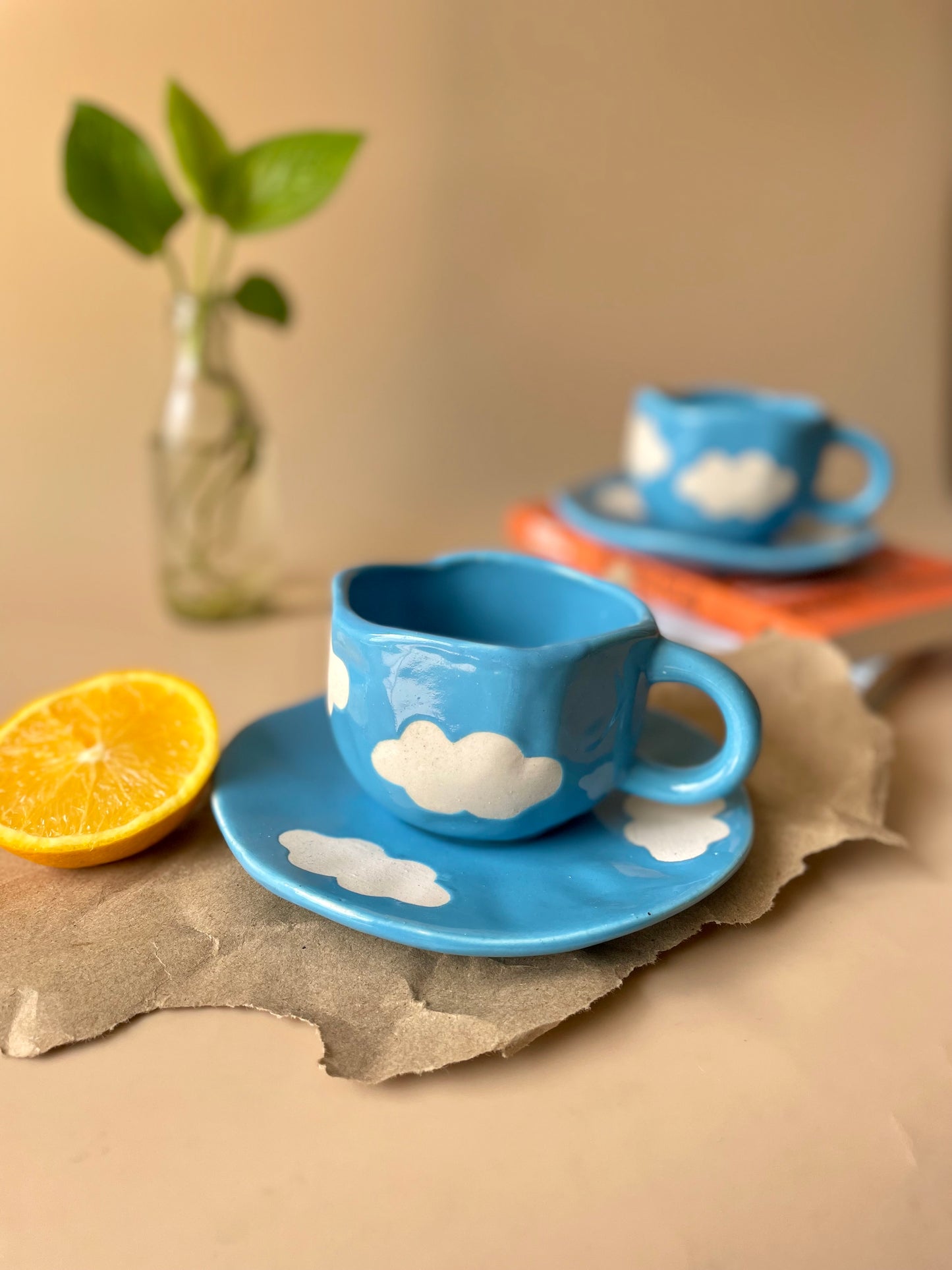 In the clouds mug saucer set
