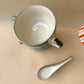 Green grey spiral soup cup with spoon