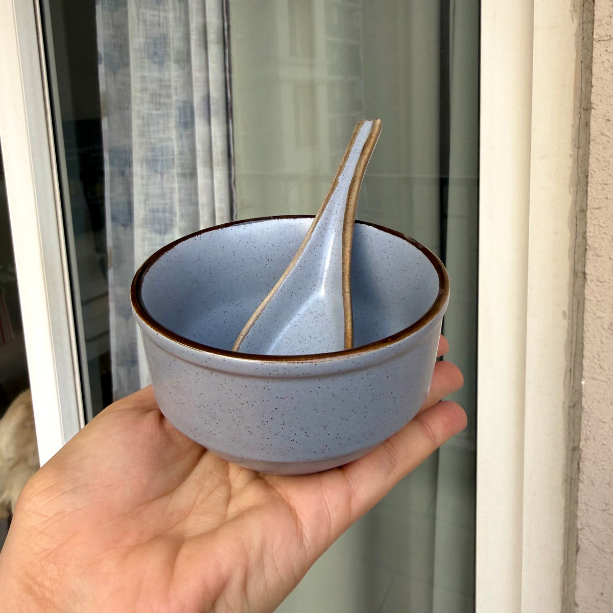 Grey Matte Soup bowl (with spoon)