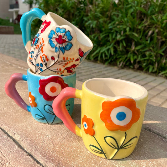 Floral pop mugs - Set of 3