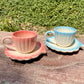 Ocean shell cup saucer set of 2 (Ombré Pink & Blue)