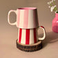 Candy stripe love mug (set of 2- pink & red)