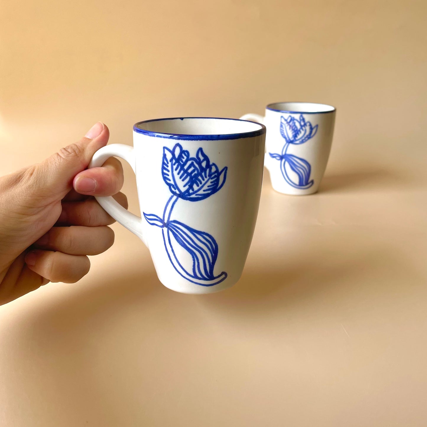 Neel Kamal sketch mug (hand-painted blue lotus)
