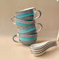 Green grey spiral soup cup- set of 4