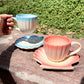 Ocean shell cup saucer set of 2 (Ombré Pink & Blue)
