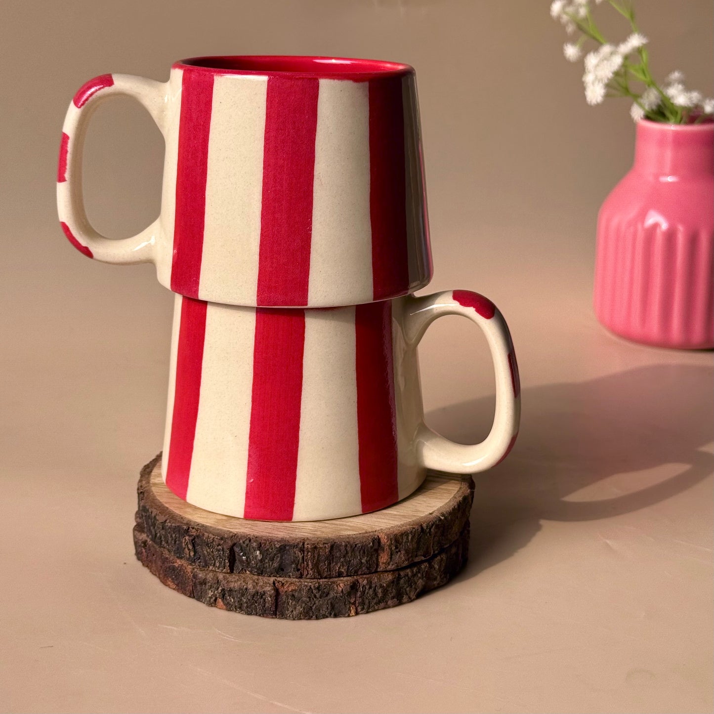 Candy stripe love mug (red)