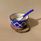Blue Moroccan soup bowl with spoon