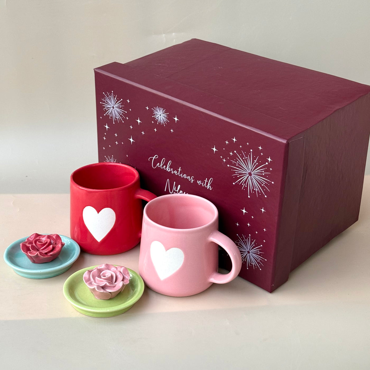 Love Bug Gift Box - 2 Mugs with 2 Agarbatti stand
