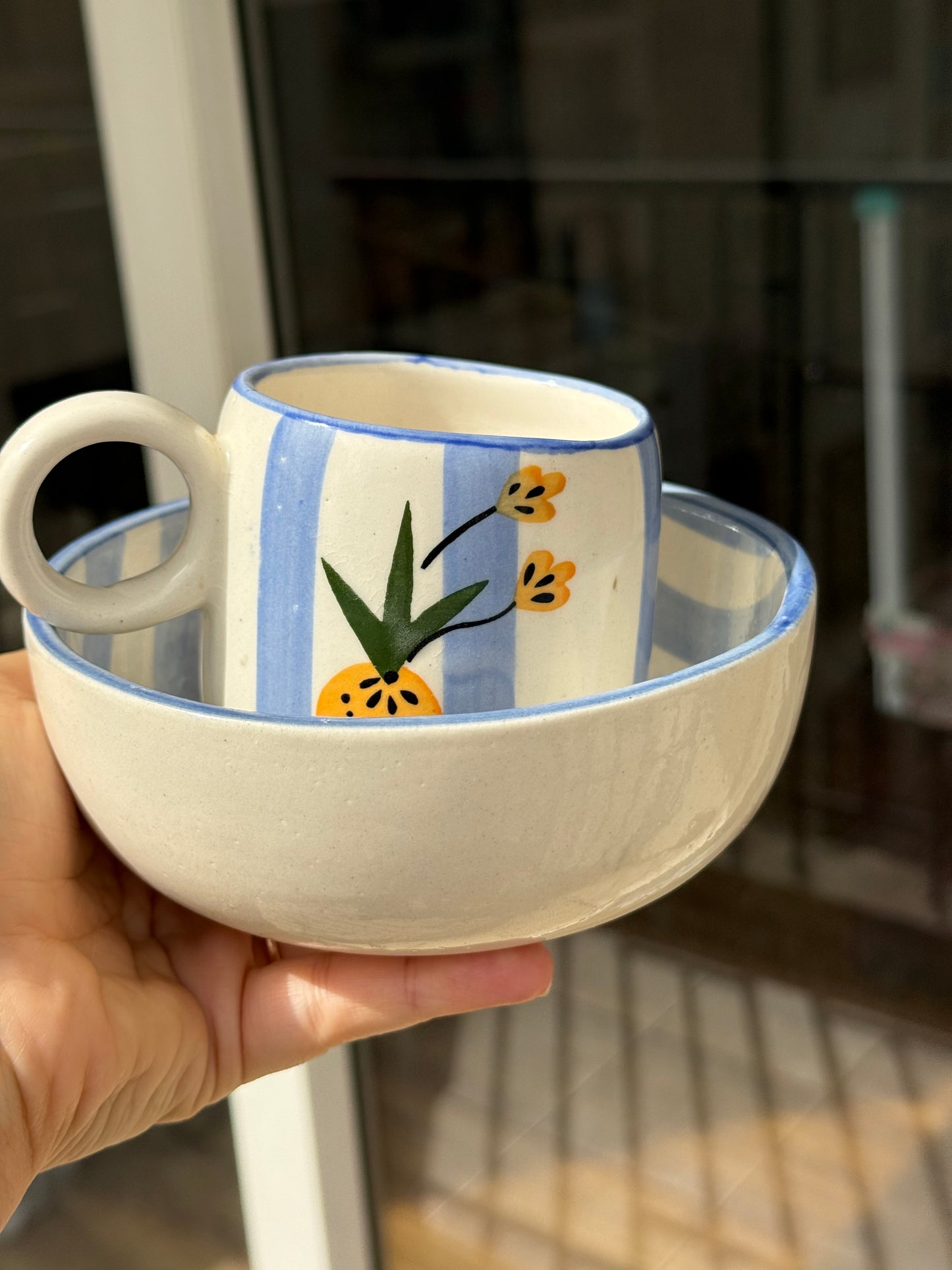 Blue skies breakfast set (set of bowl & mug)