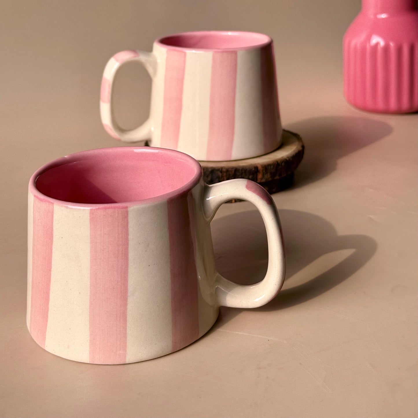 Candy stripe love mug (pink)