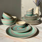 Green grey spiral dinner set (18 pieces)