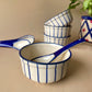 Blue stripes soup bowl with spoon