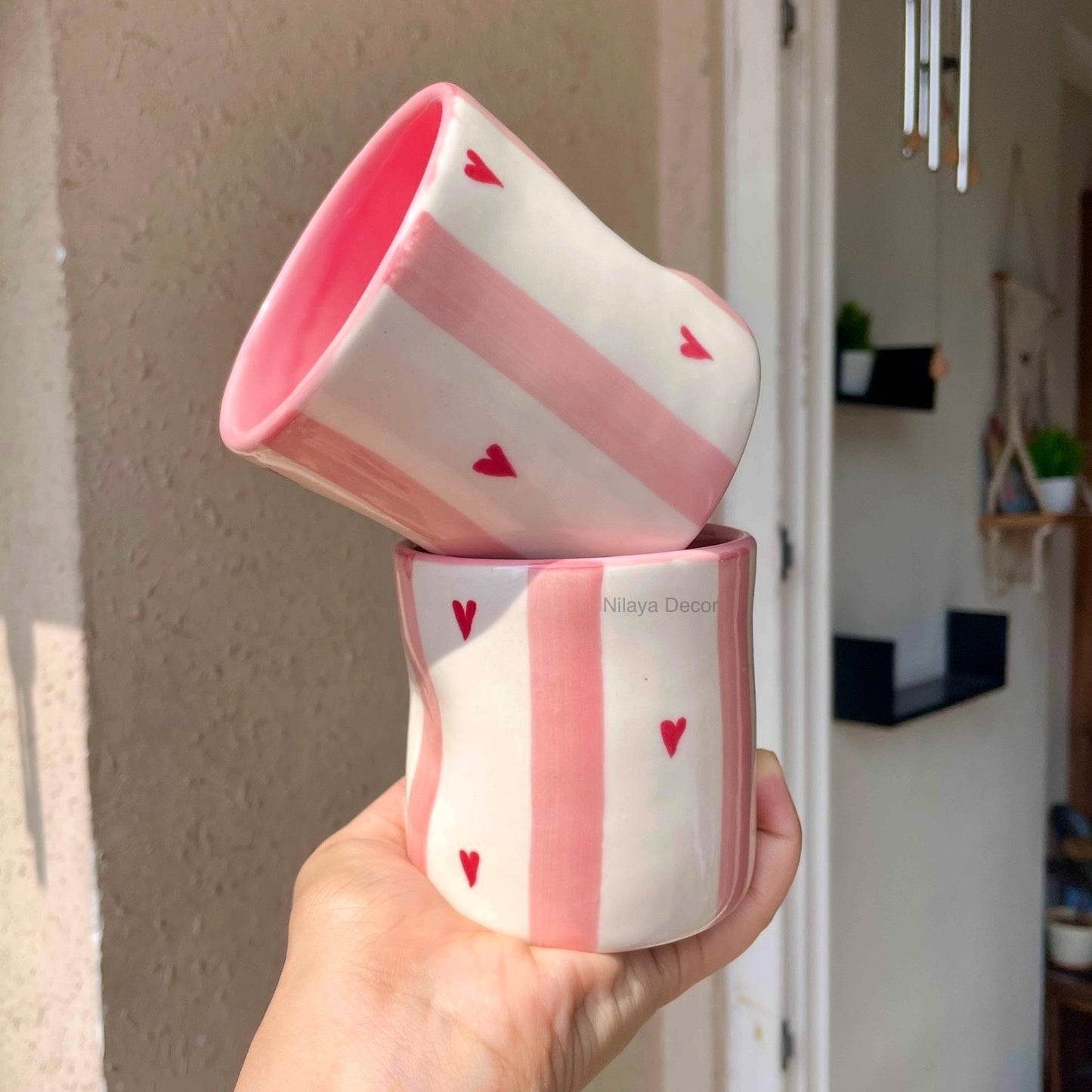 Heart strings tumbler cum tea cup cum pen holder