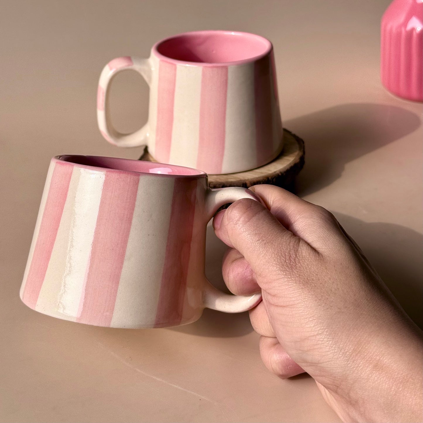 Candy stripe love mug (pink)