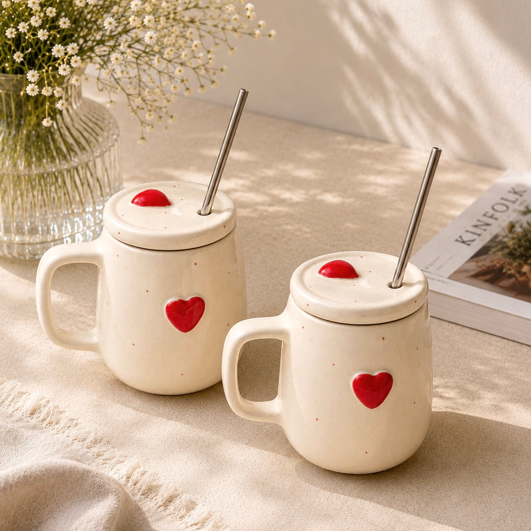 Love at first sip sipper (cum mug) with straw