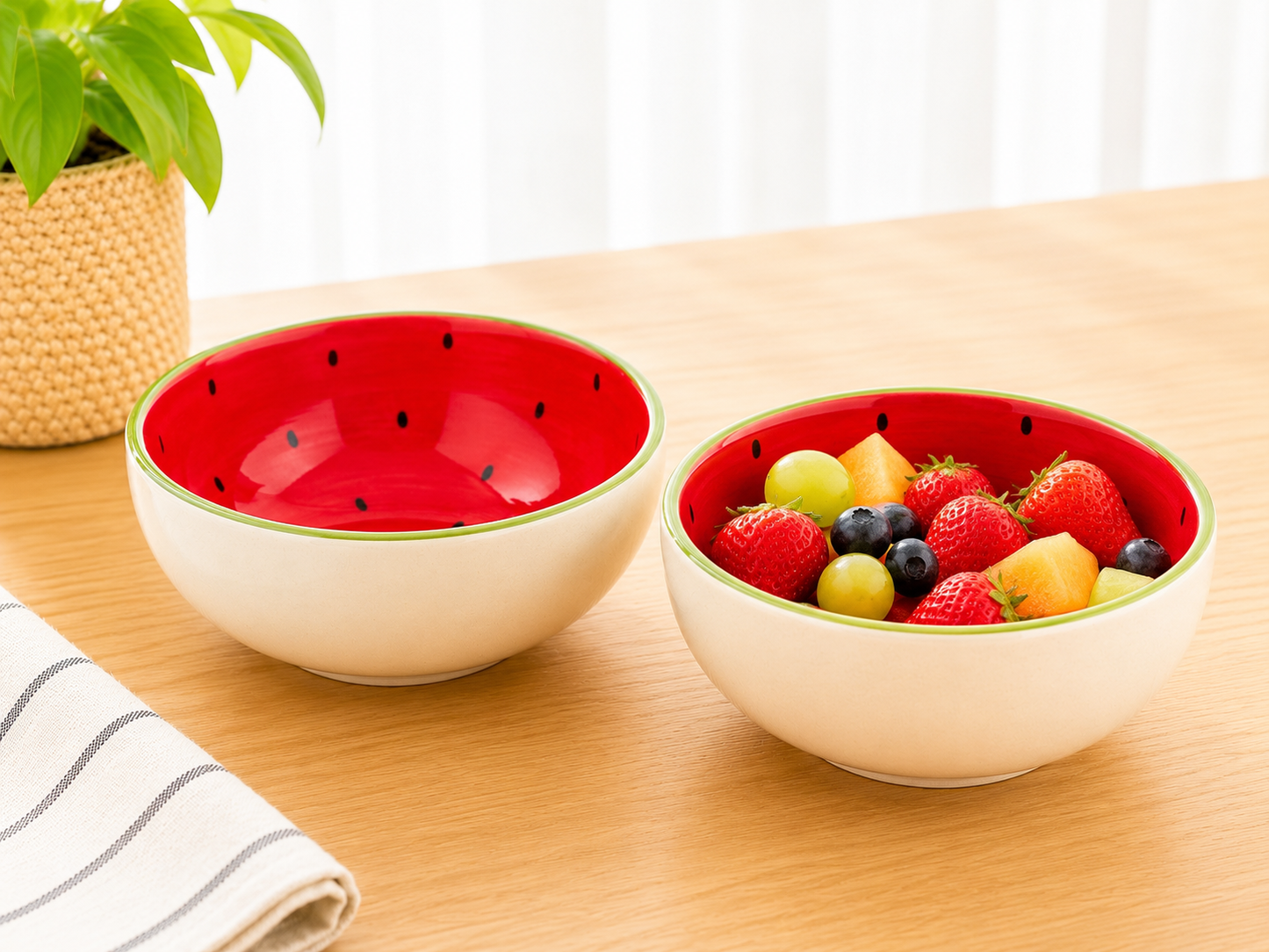 Watermelon slice bowl