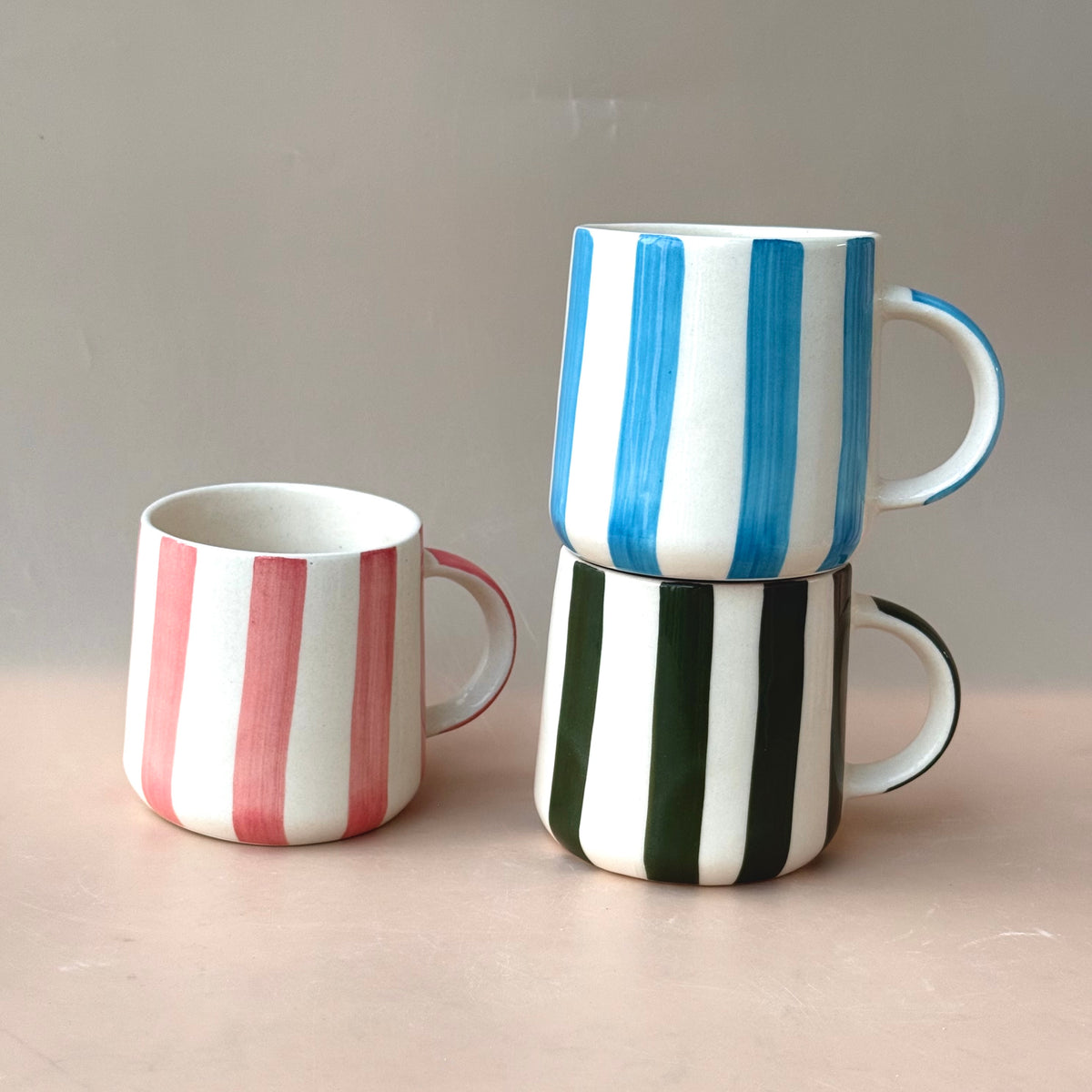 Stripes Coffee Mugs Trio - Set of 3