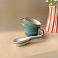 Green grey spiral soup cup with spoon