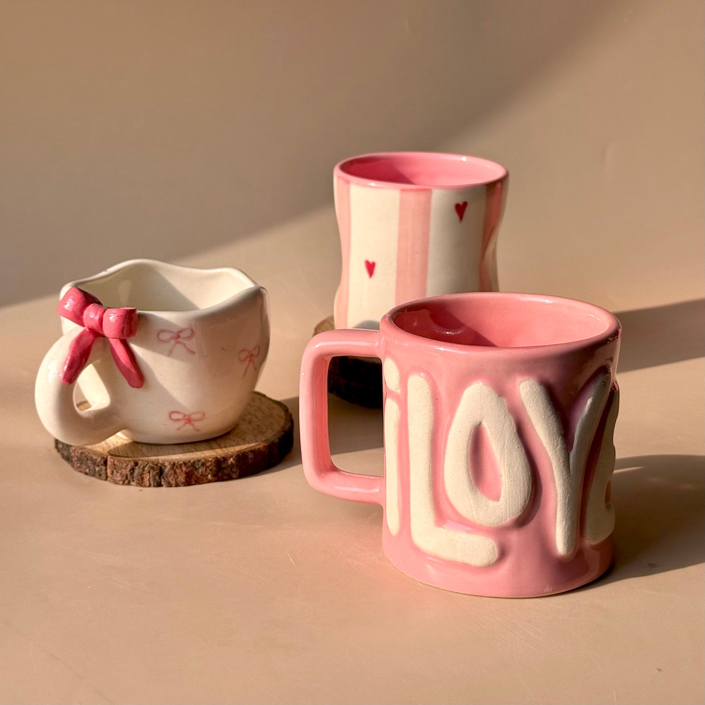 Love, drip & bow - set of 3 mugs