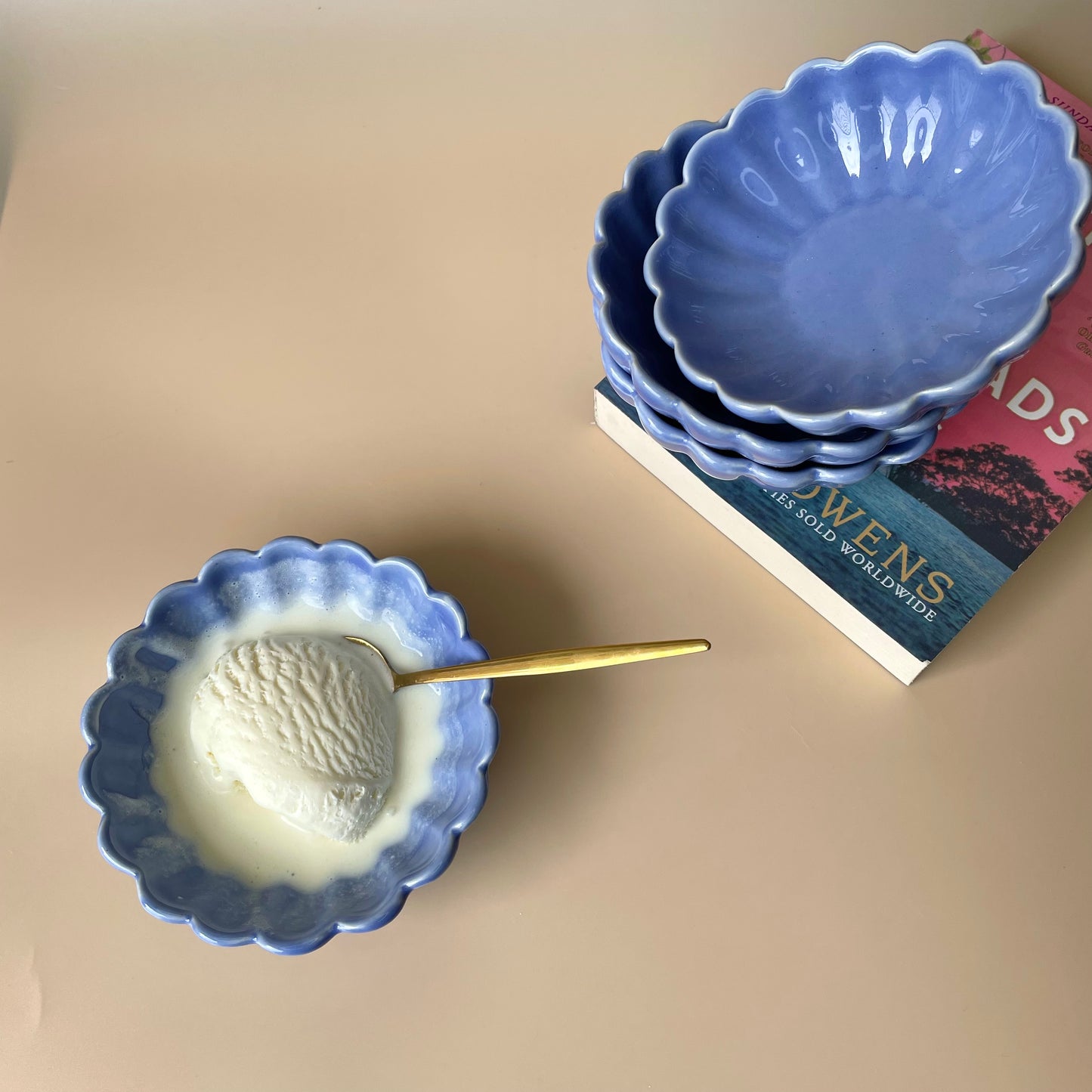 Floral ice cream bowl blue (BUY 1 GET 1 Free)