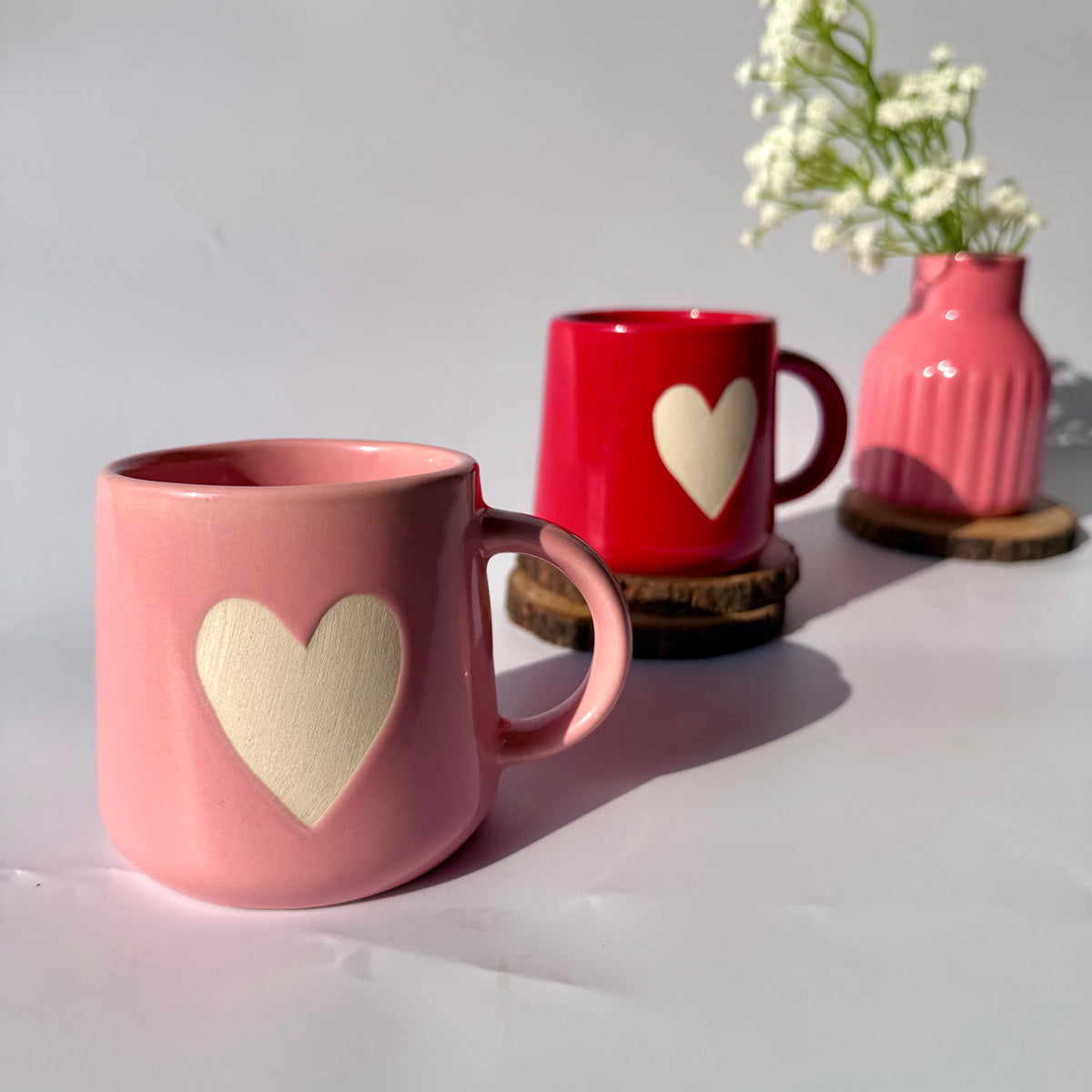 Love Bug coffee mug Duo (Pink & red)