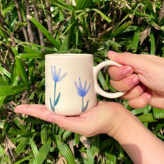Blue tulip coffee mug