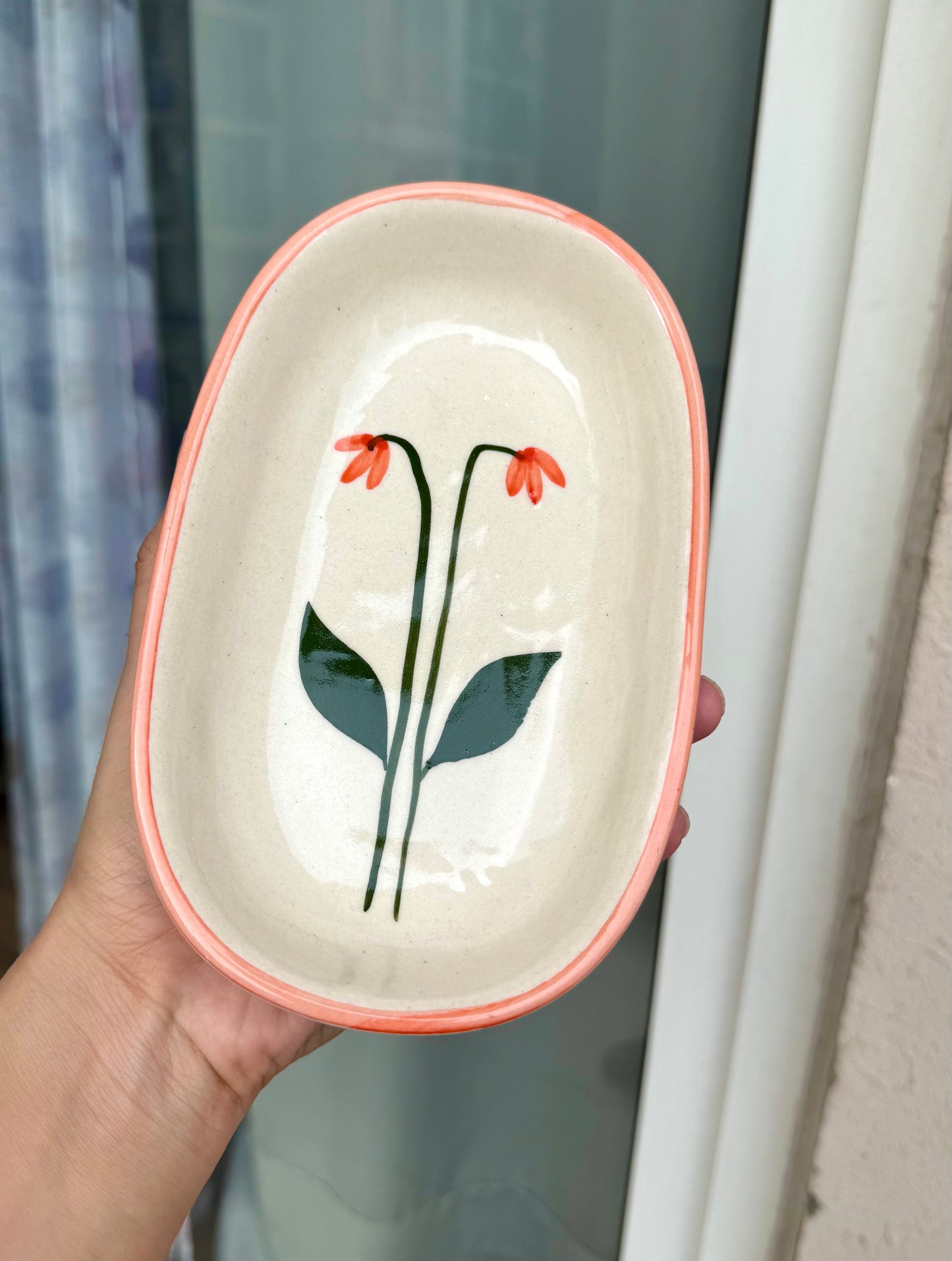 Oval pasta plate cum bowl - Orange bloom