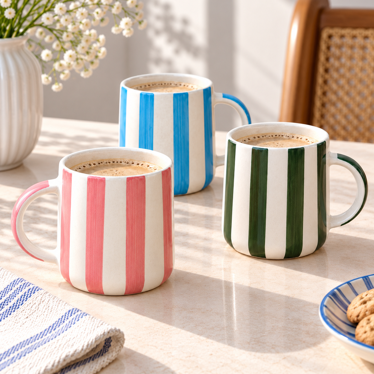 Stripes Coffee Mugs Trio - Set of 3