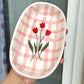 Oval pasta plate cum bowl - Gingham Pink