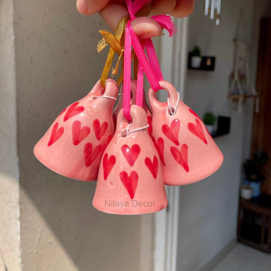 Sweetheart ceramic bells - Set of 3 (Pink)