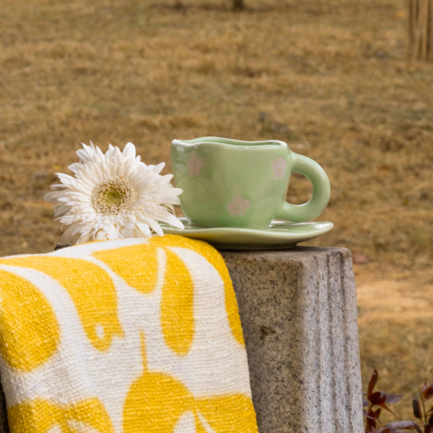 Daisy Cup Saucer Green