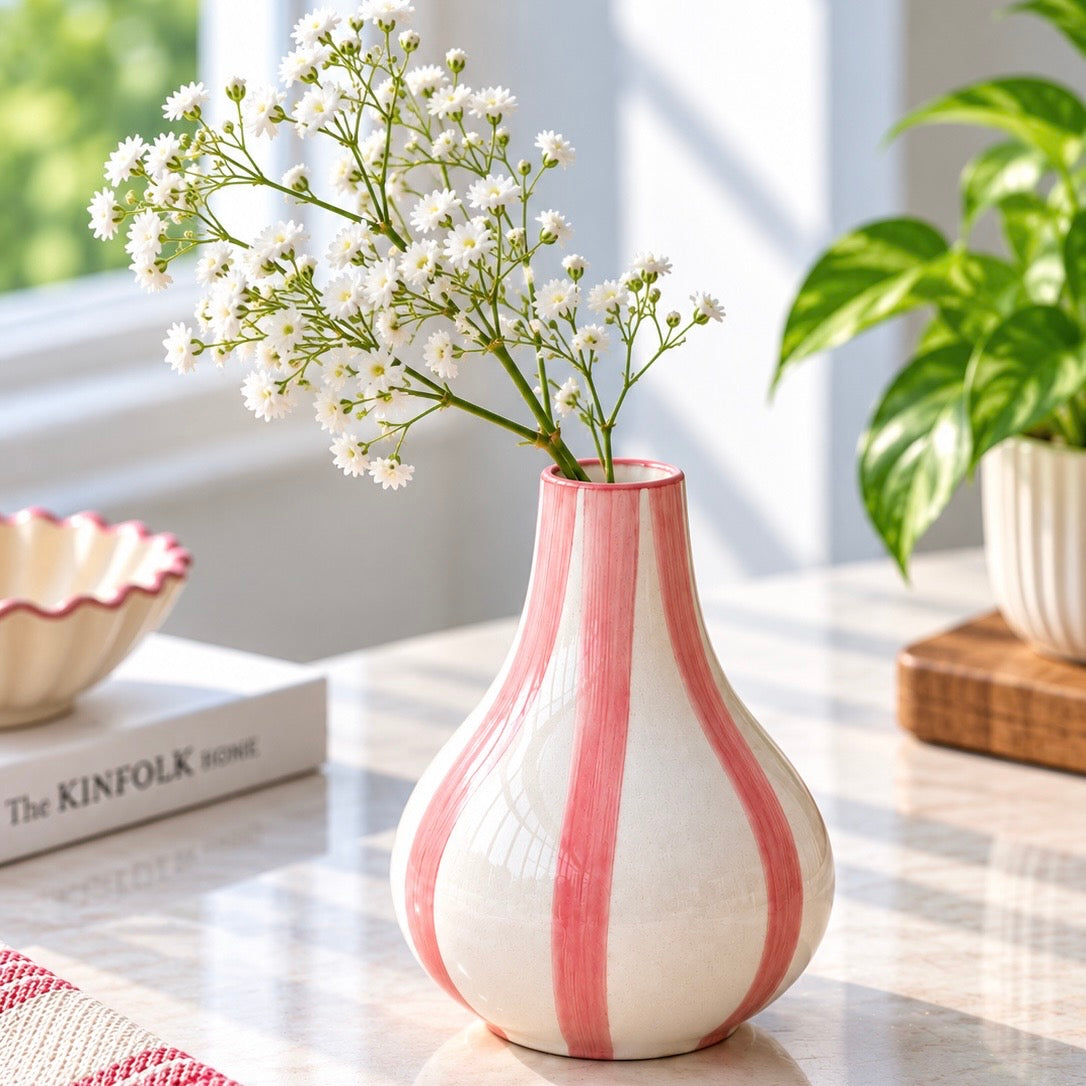 Stripes Flower Vase - Pink