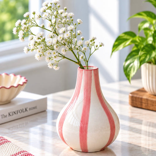 Stripes Flower Vase - Pink