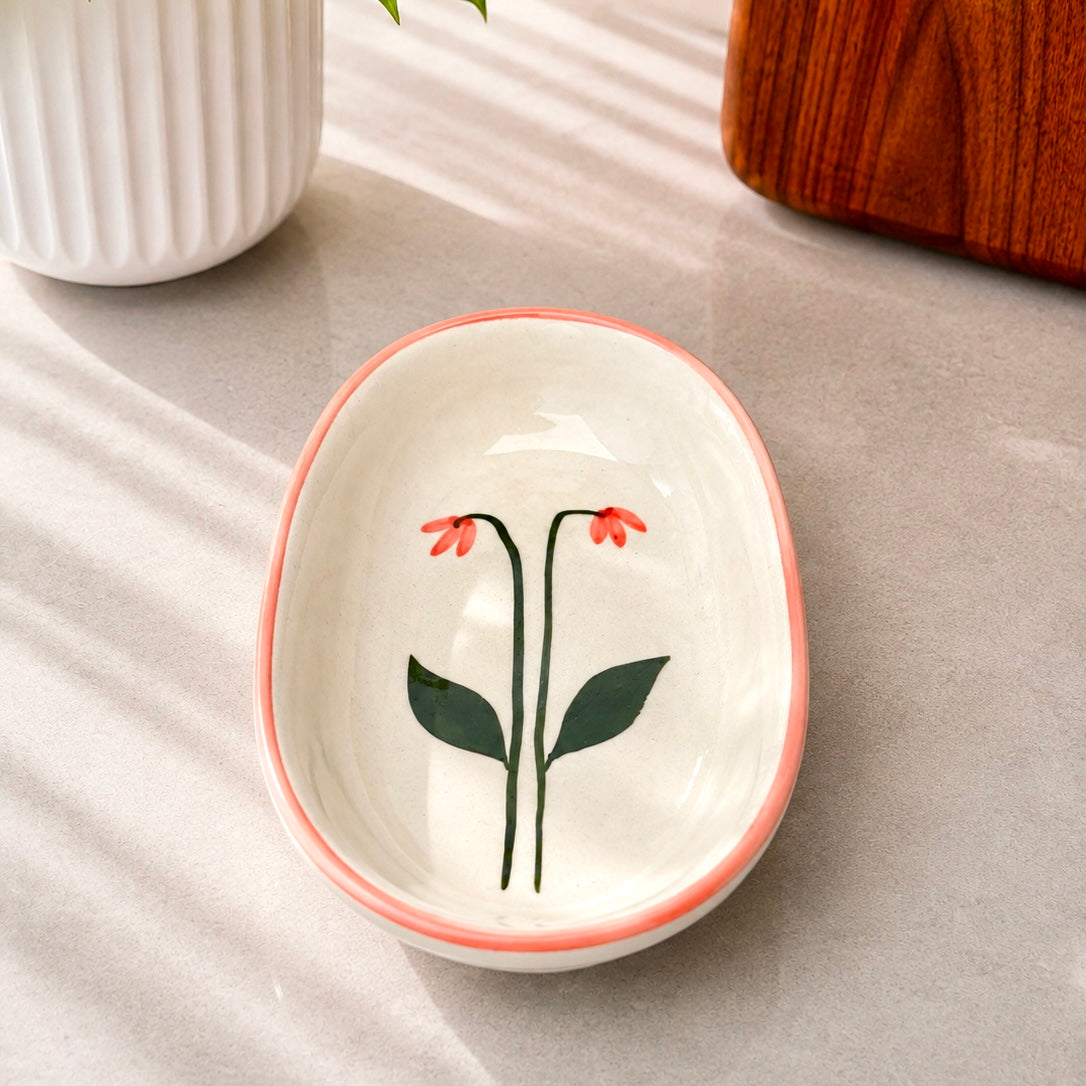 Oval pasta plate cum bowl - Orange bloom