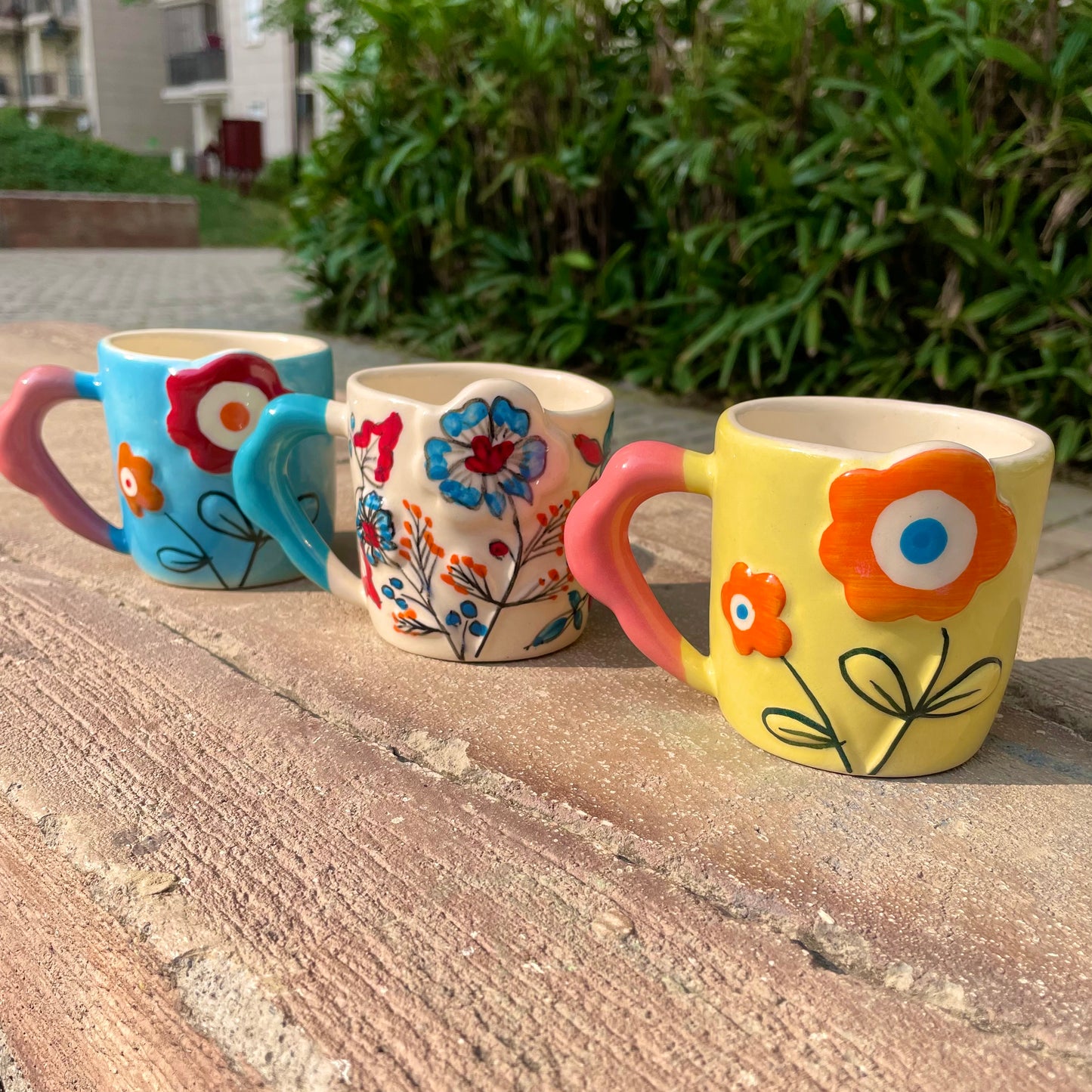 Floral pop mugs - Set of 3