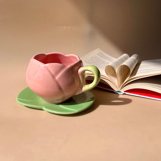 Lotus biscoff cup saucer (Pink)