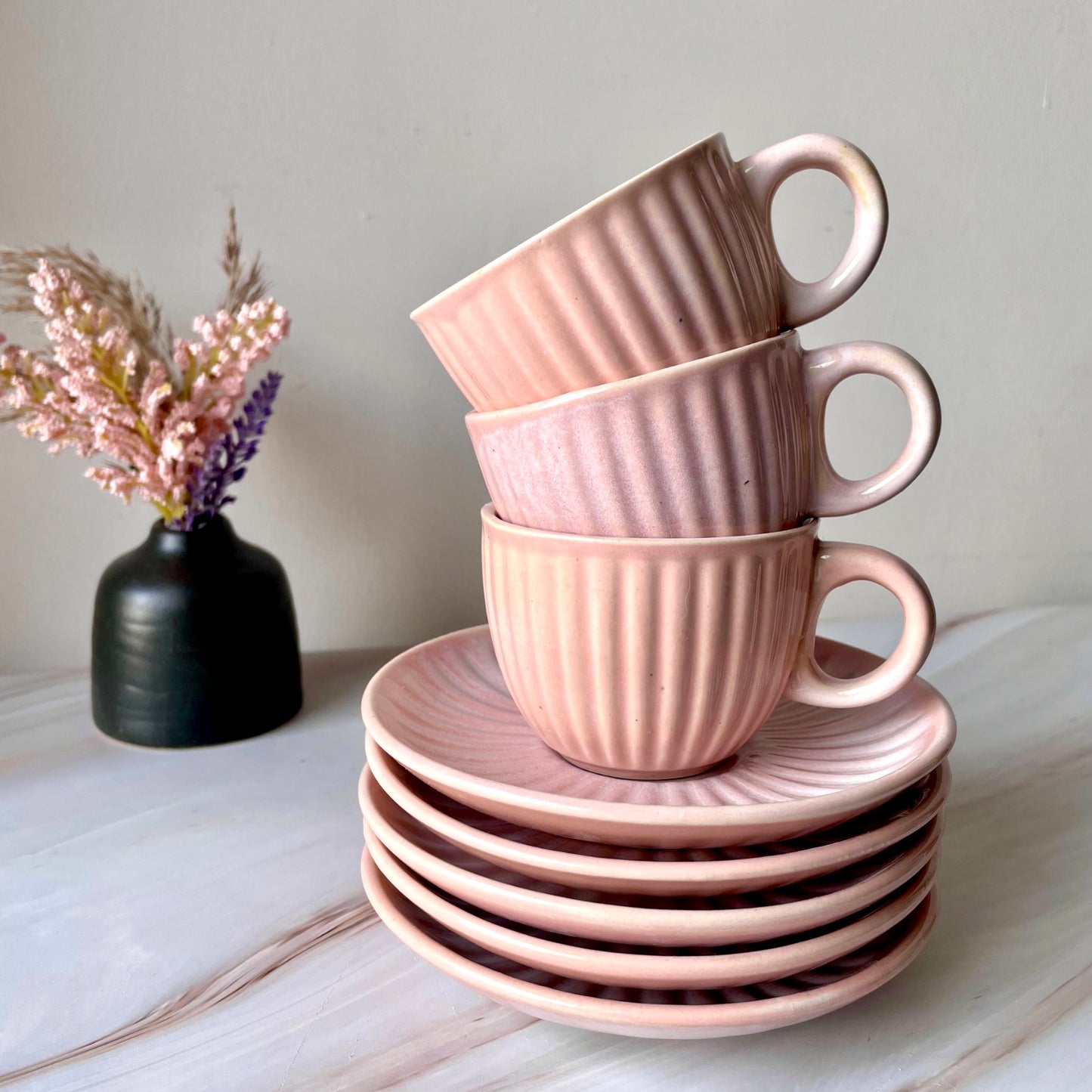 Pink cup saucer- (BUY 1 GET 1 FREE)