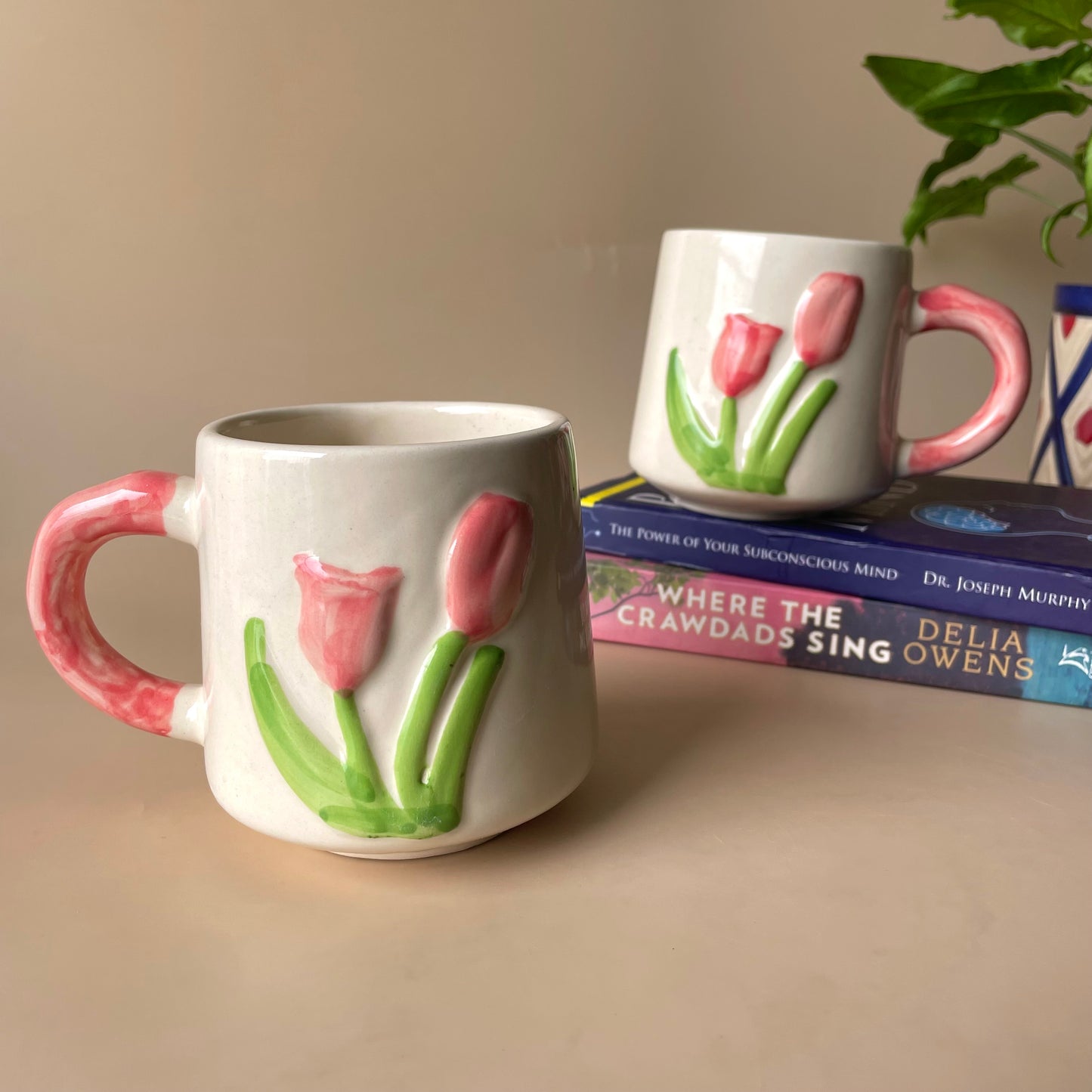Pink tulip mug