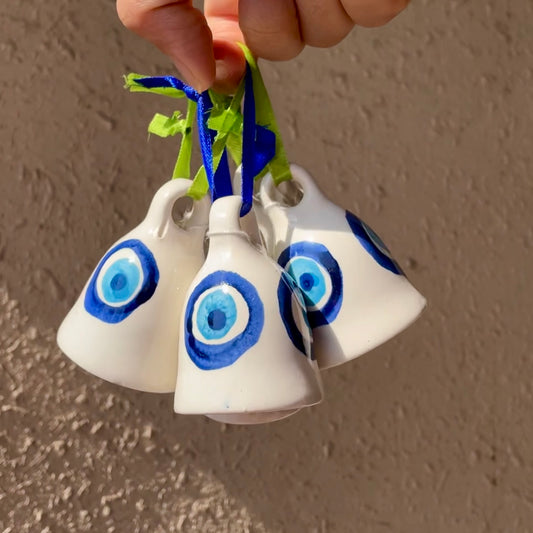 Evil eye ceramic bells - set of 3
