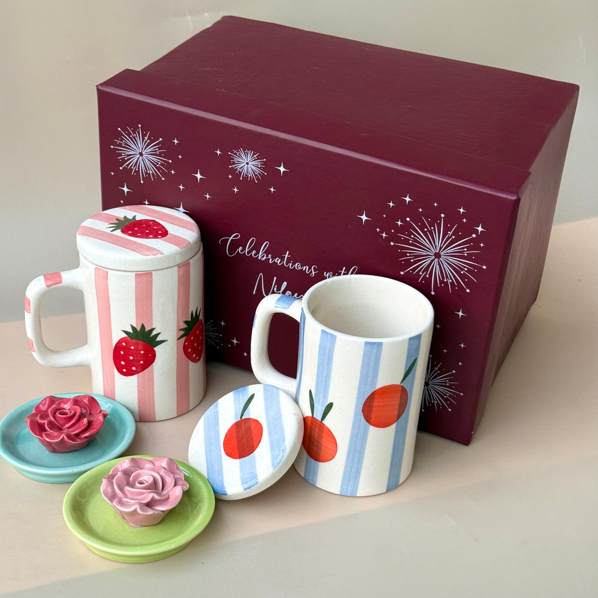 Berry Cozy & Orange Pop mug Gift Box (with lids)